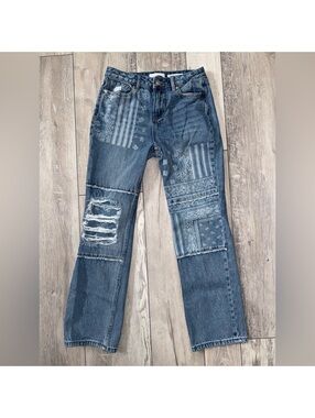 Cleo + Wolf Astoria Western Coastal Cowgirl Cotton High Rise patchwork jeans- 25